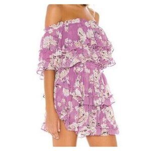 Misa Los Angeles x Revolve Isella Dress Women XS Off Shoulder Orchid Pink Tiered